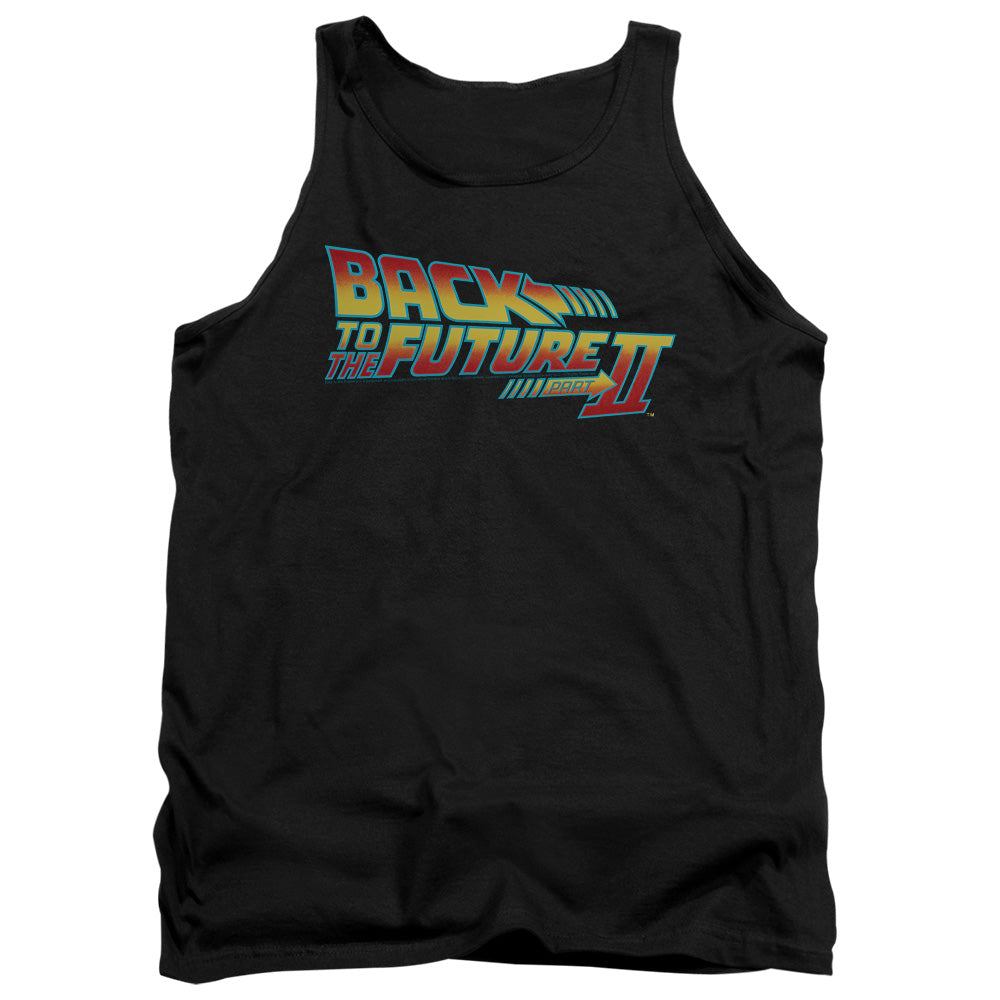 AN OFFCIALLY LICENSED BACK TO THE FUTURE II LOGO ADULT UNISEX TANK TOP BLACK