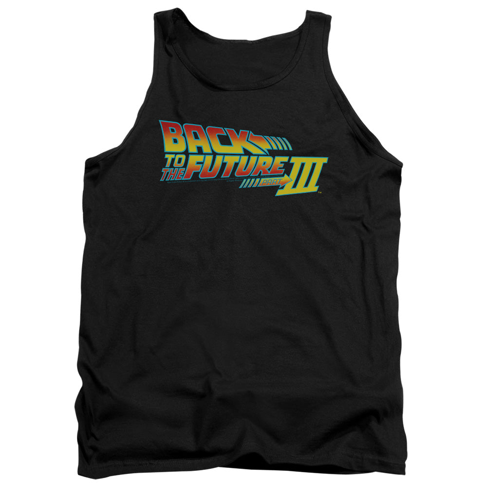 AN OFFCIALLY LICENSED BACK TO THE FUTURE III LOGO ADULT UNISEX TANK TOP BLACK