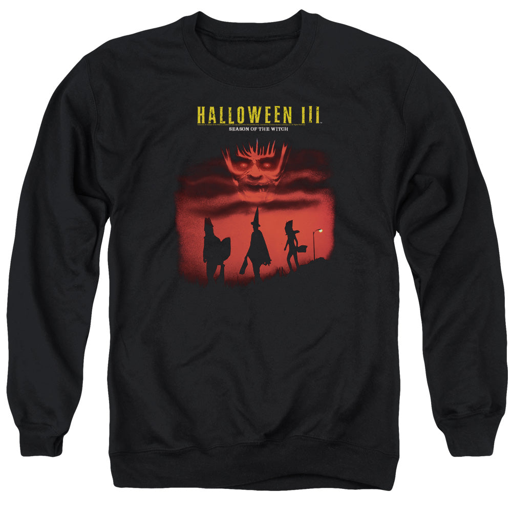 AN OFFCIALLY LICENSED HALLOWEEN III SEASON OF THE WITCH ADULT UNISEX CREWNECK SWEATSHIRT BLACK