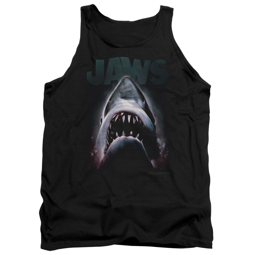 AN OFFCIALLY LICENSED JAWS TERROR IN THE DEEP ADULT UNISEX TANK TOP BLACK
