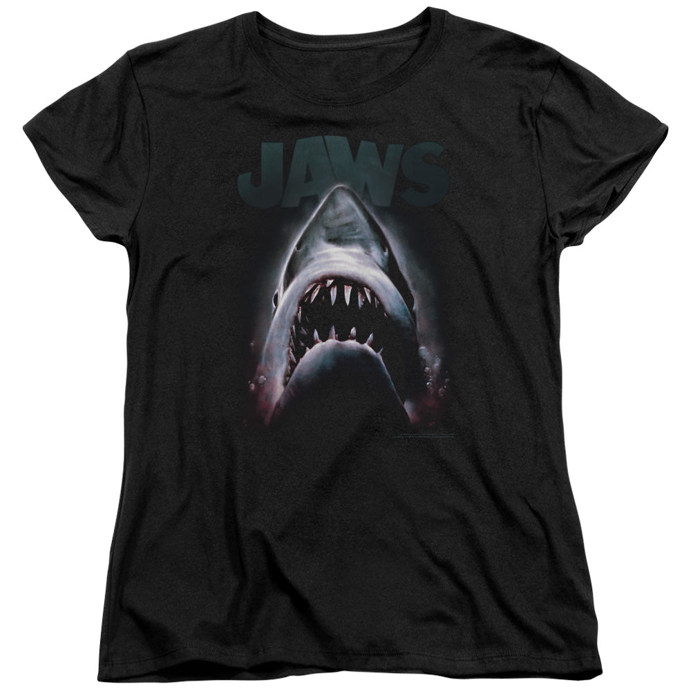 AN OFFCIALLY LICENSED JAWS TERROR IN THE DEEP WOMEN'S REGULAR FIT T-SHIRT BLACK