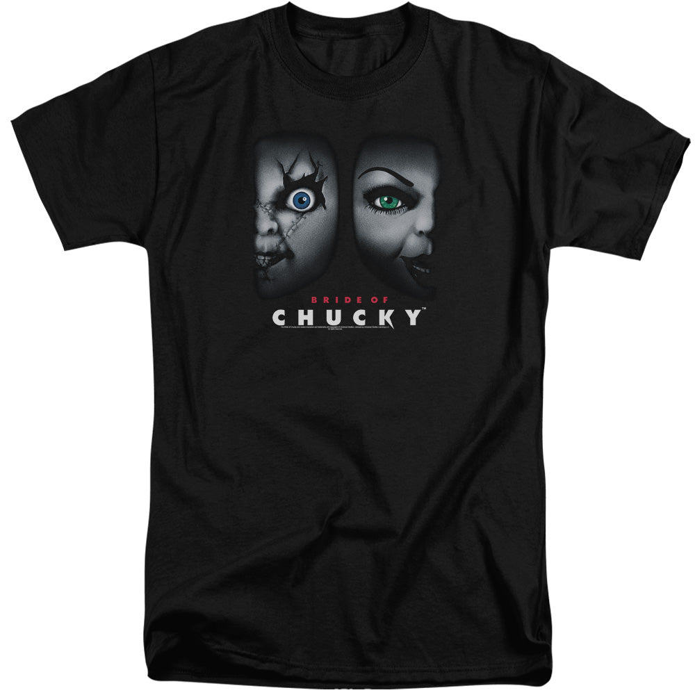 AN OFFCIALLY LICENSED BRIDE OF CHUCKY HAPPY COUPLE MEN'S TALL FIT T-SHIRT BLACK