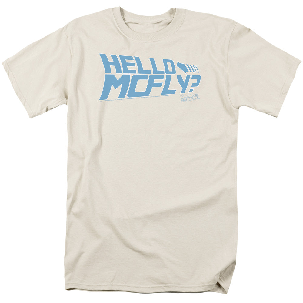 AN OFFCIALLY LICENSED BACK TO THE FUTURE HELLO MCFLY MEN'S REGULAR FIT T-SHIRT CREAM