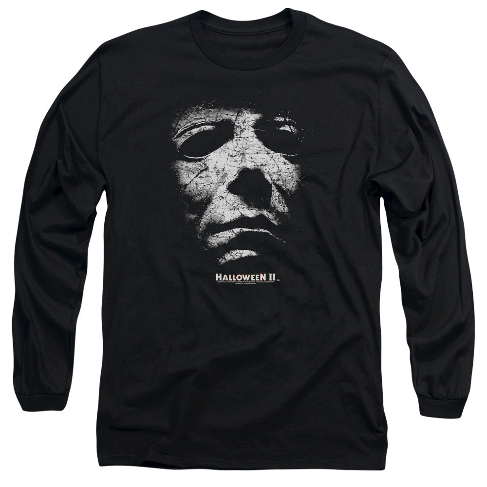 AN OFFCIALLY LICENSED HALLOWEEN II MASK MEN'S LONG SLEEVE T-SHIRT BLACK