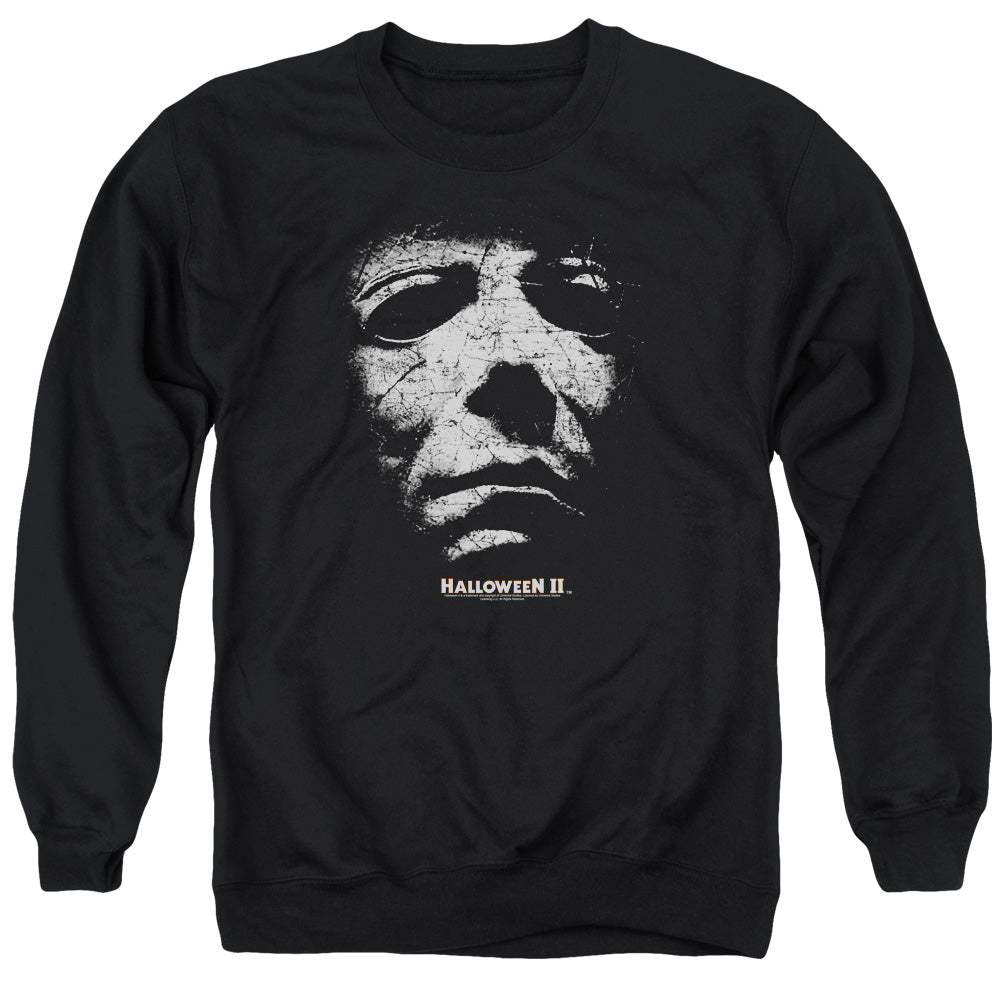 AN OFFCIALLY LICENSED HALLOWEEN II MASK ADULT UNISEX CREWNECK SWEATSHIRT BLACK