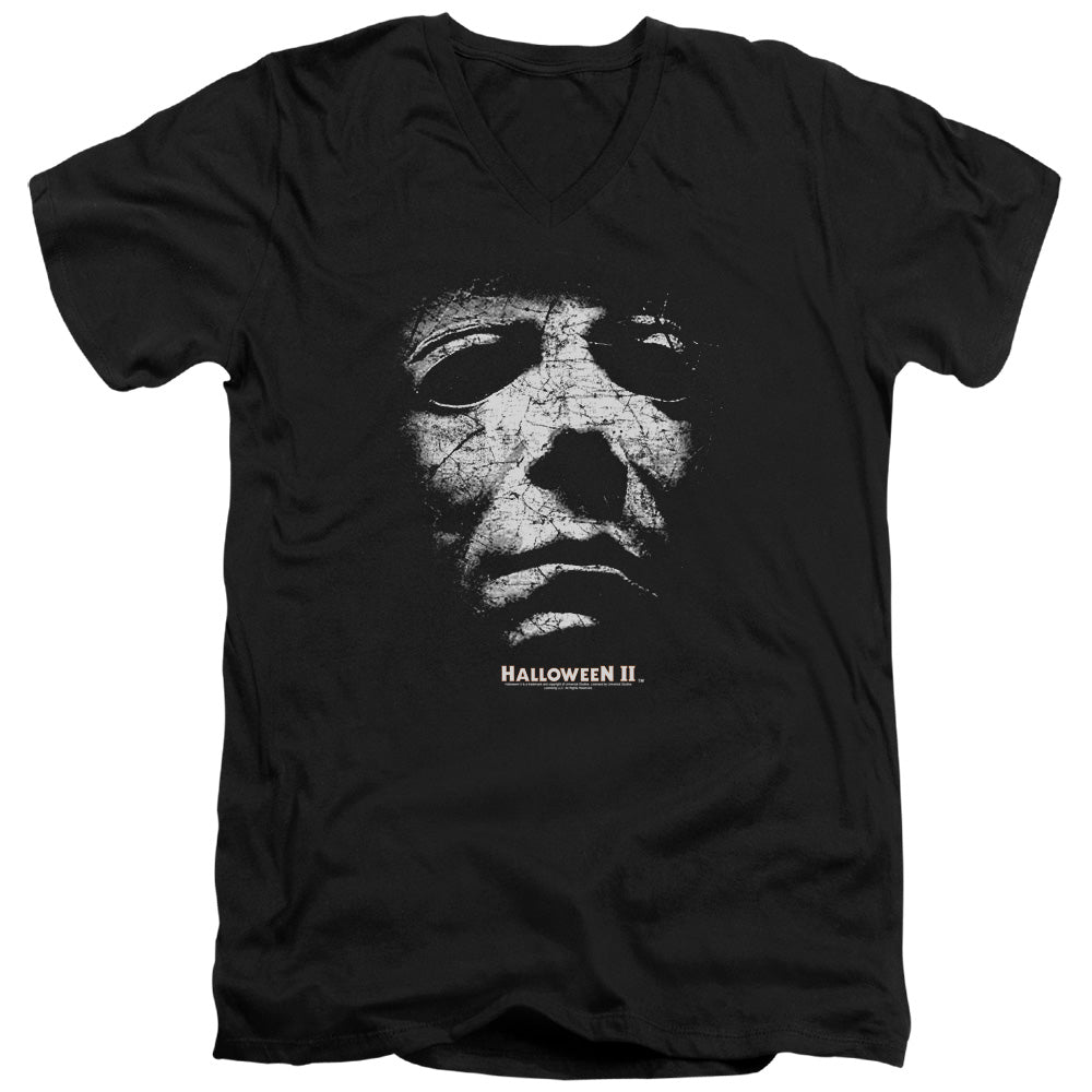AN OFFCIALLY LICENSED HALLOWEEN II MASK MEN'S V-NECK T-SHIRT BLACK