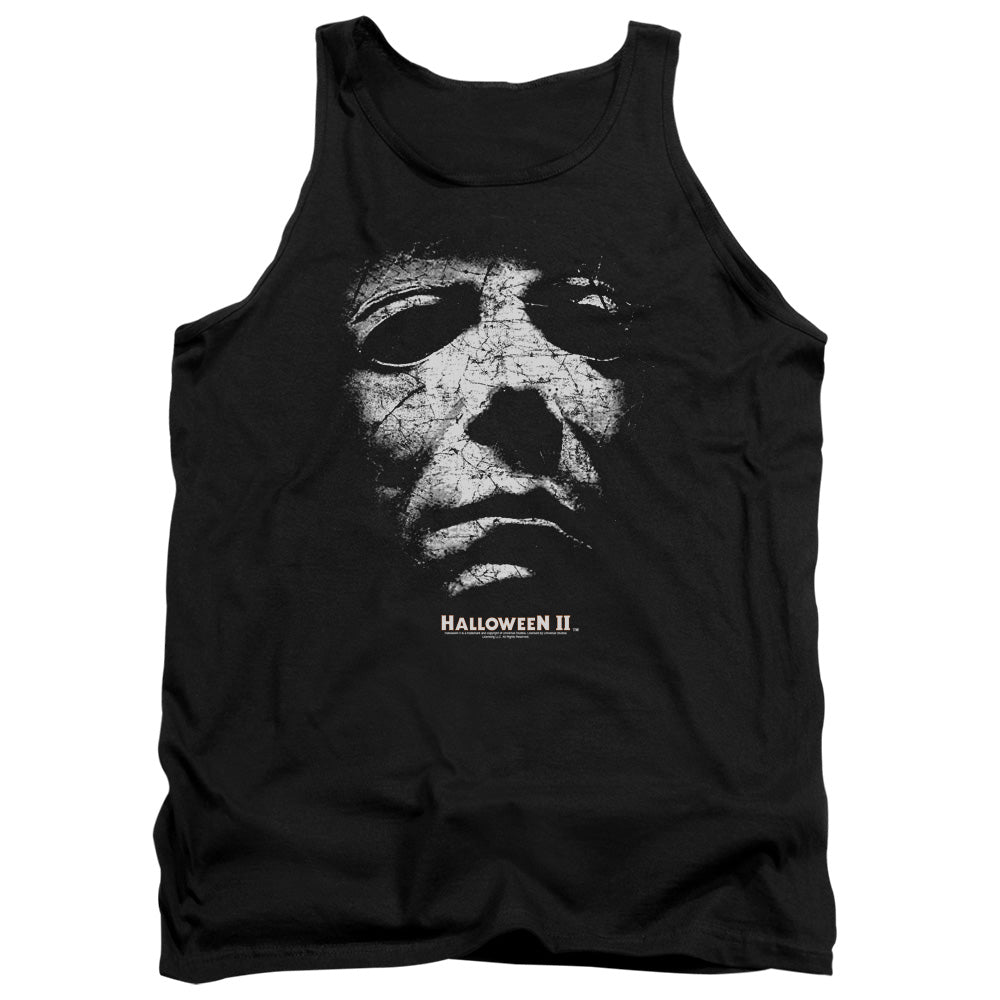 AN OFFCIALLY LICENSED HALLOWEEN II MASK ADULT UNISEX TANK TOP BLACK