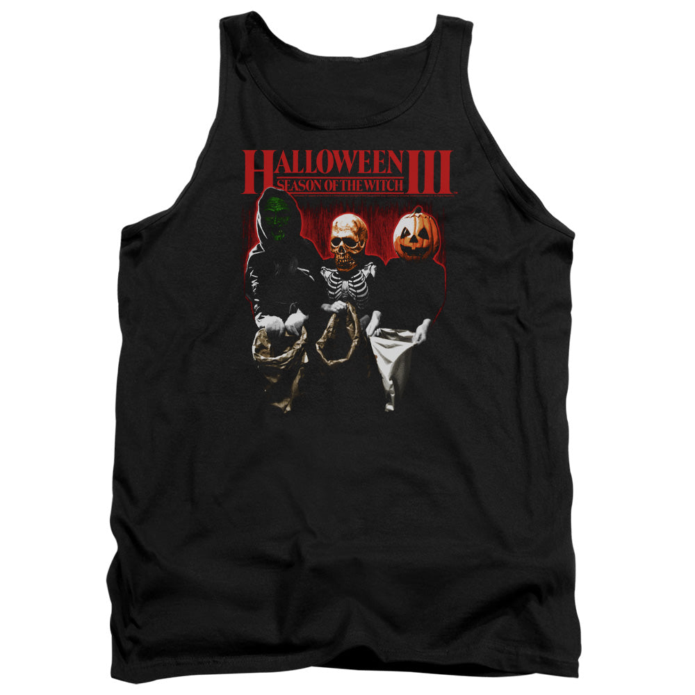 AN OFFCIALLY LICENSED HALLOWEEN III TRICK OR TREAT ADULT UNISEX TANK TOP BLACK
