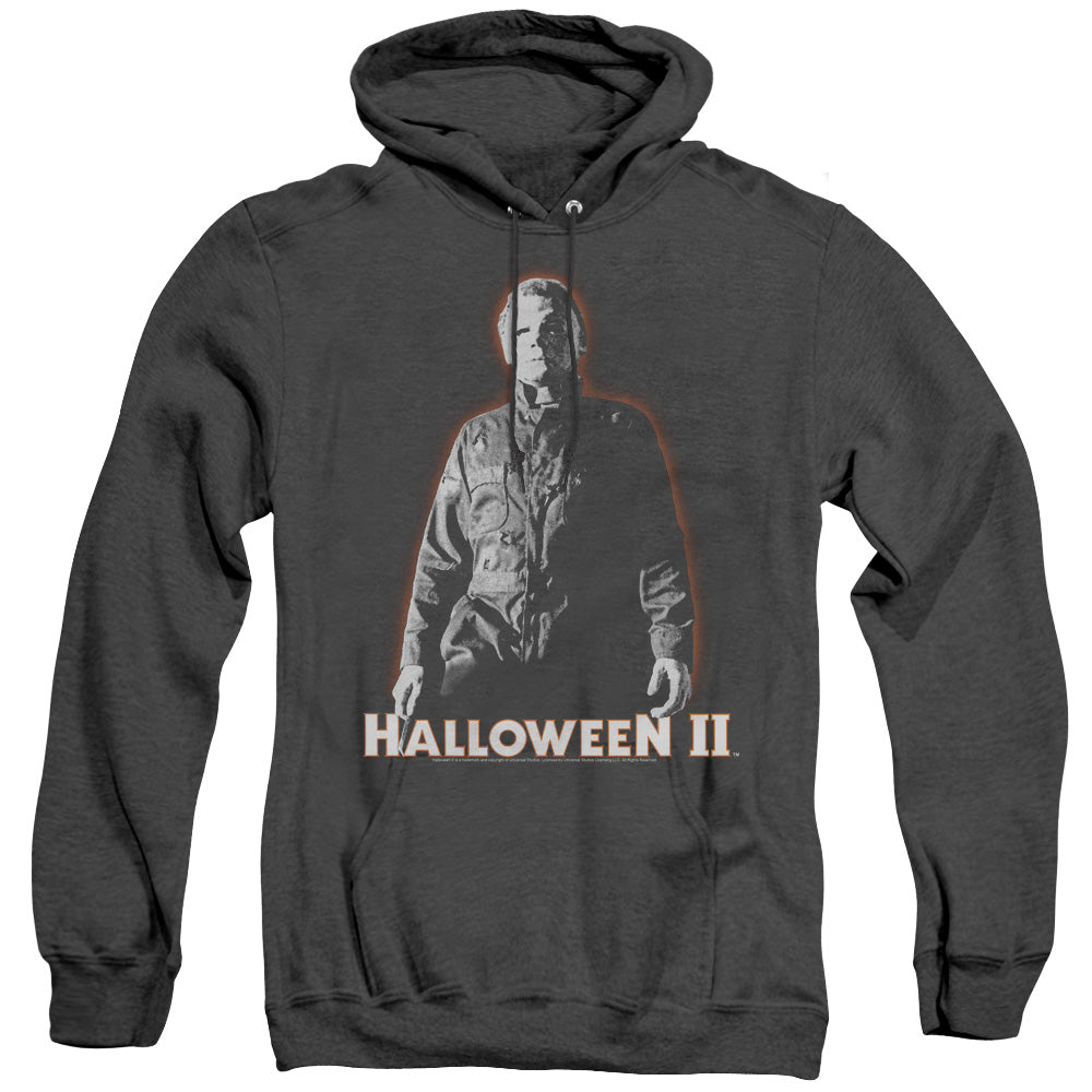 AN OFFCIALLY LICENSED HALLOWEEN II MICHAEL MYERS ADULT UNISEX HEATHER PULLOVER HOODIE BLACK