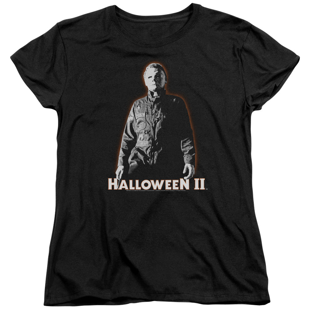 AN OFFCIALLY LICENSED HALLOWEEN II MICHAEL MYERS WOMEN'S REGULAR FIT T-SHIRT BLACK