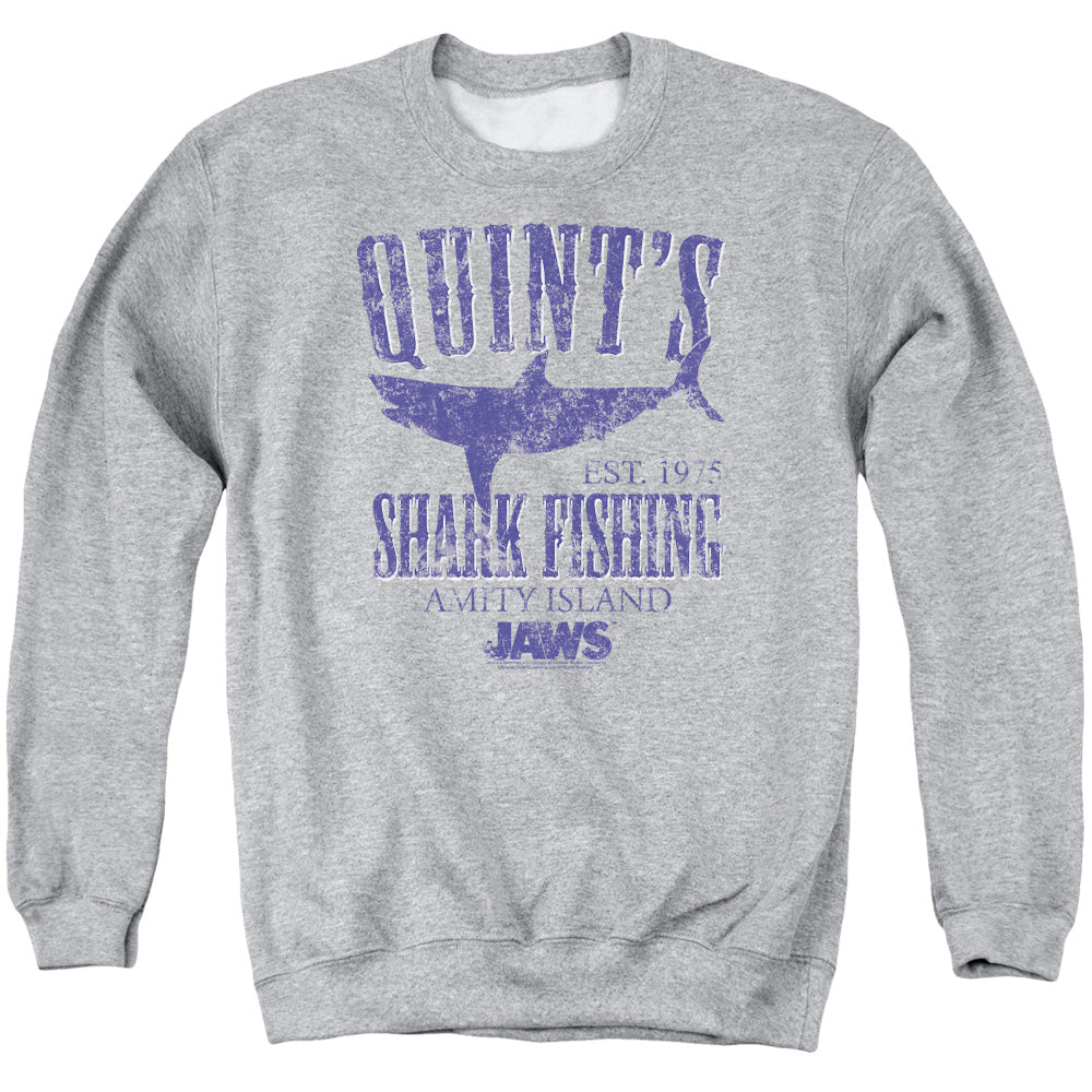 AN OFFCIALLY LICENSED JAWS QUINTS ADULT UNISEX CREWNECK SWEATSHIRT ATHLETIC HEATHER