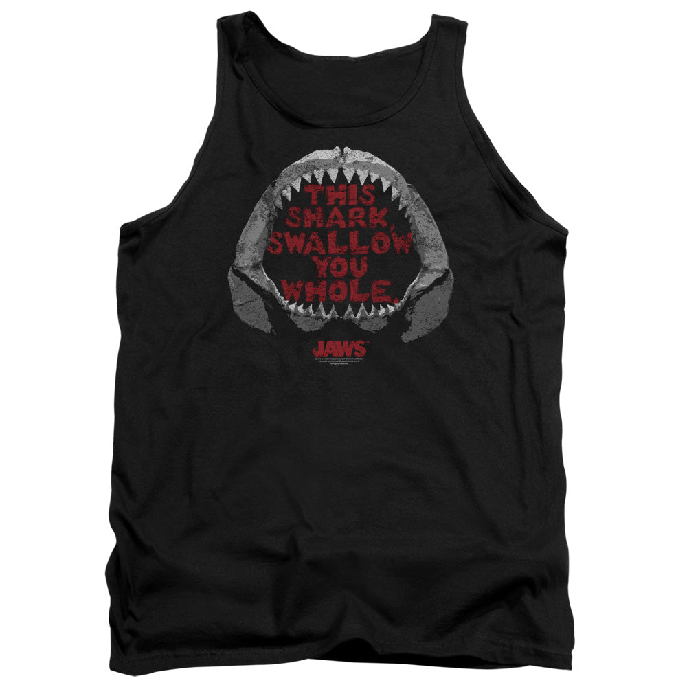 AN OFFCIALLY LICENSED JAWS THIS SHARK ADULT UNISEX TANK TOP BLACK
