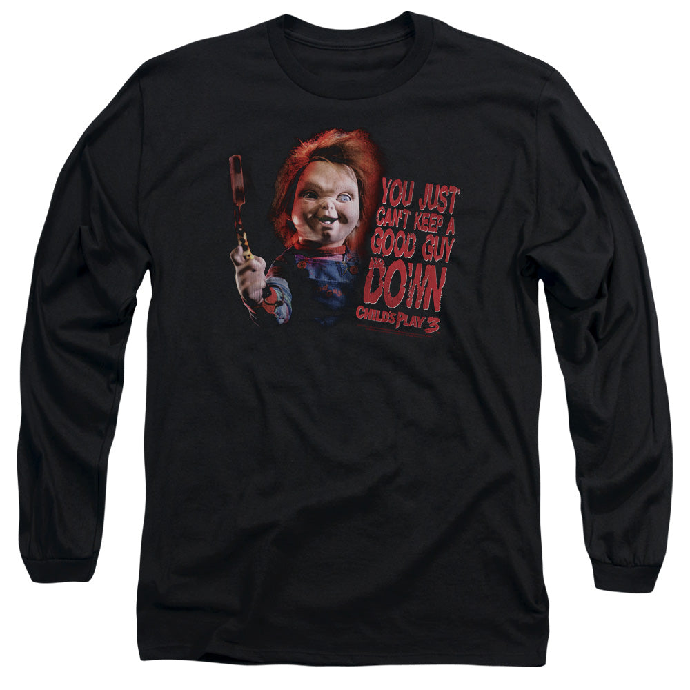 AN OFFCIALLY LICENSED CHILDS PLAY 3 GOOD GUY MEN'S LONG SLEEVE T-SHIRT BLACK