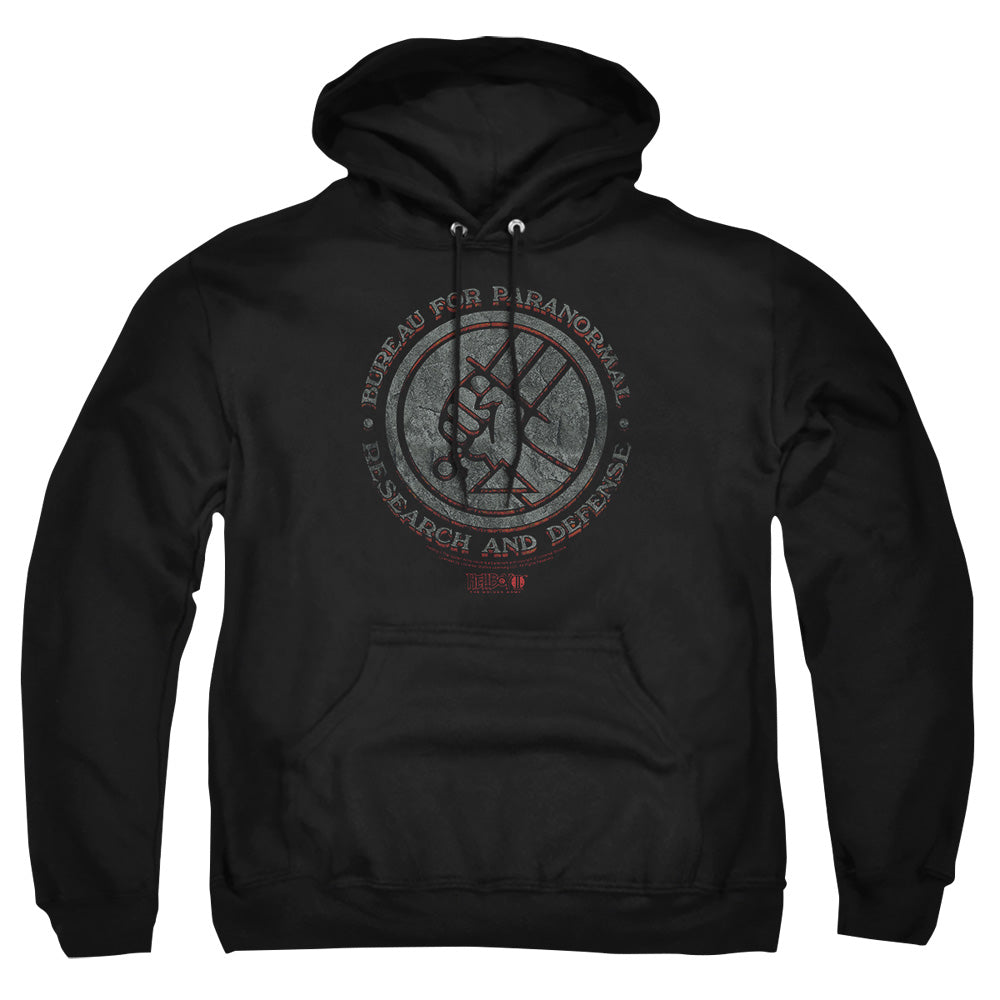 AN OFFCIALLY LICENSED HELLBOY II BPRD STONE ADULT UNISEX PULLOVER HOODIE BLACK