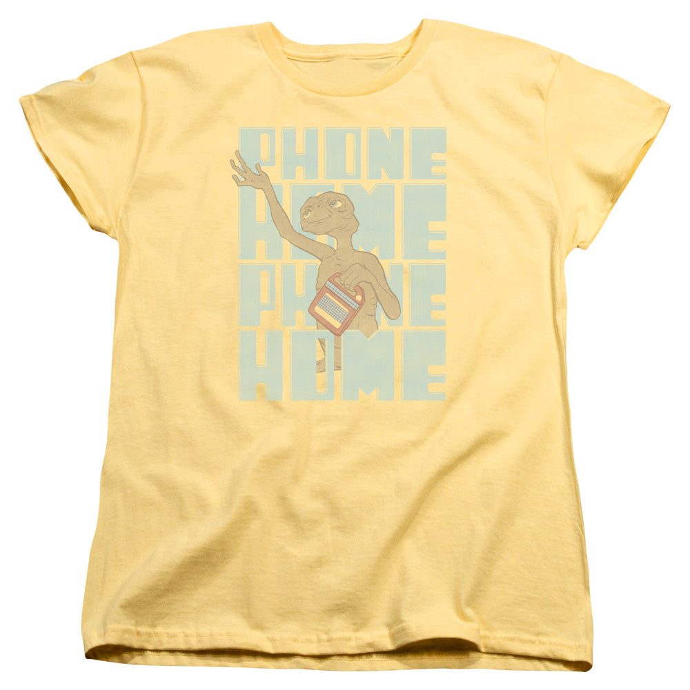 AN OFFCIALLY LICENSED ET DROPPED CALLS WOMEN'S REGULAR FIT T-SHIRT BANANA
