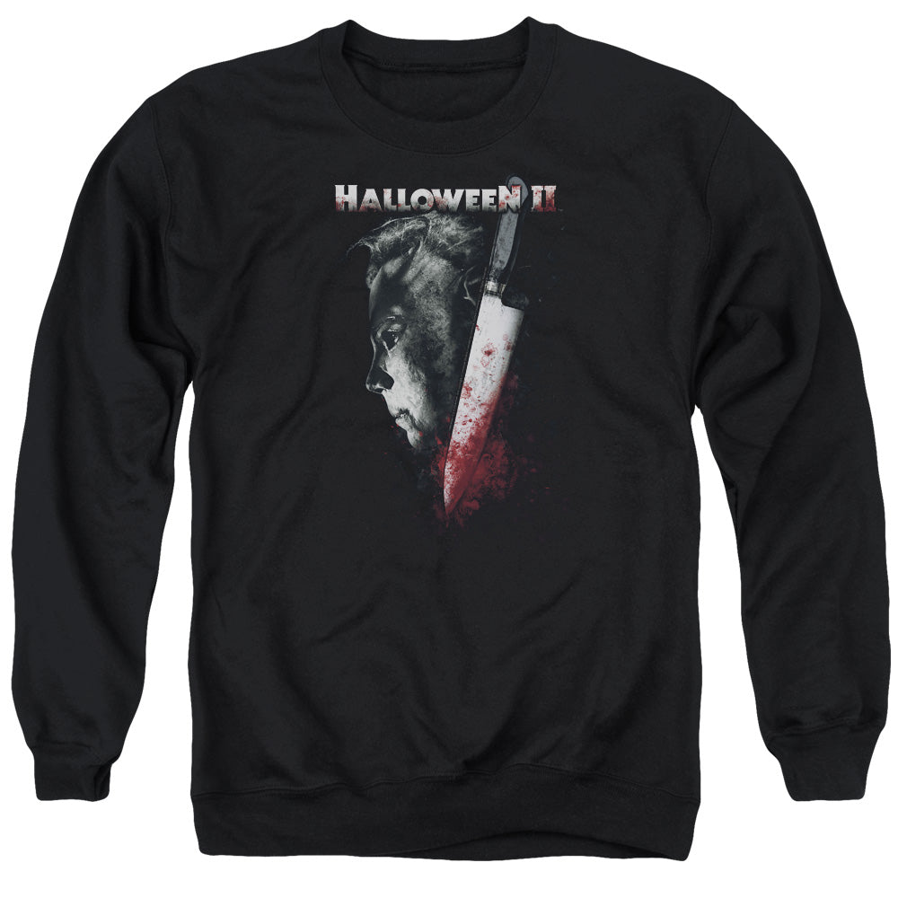 AN OFFCIALLY LICENSED HALLOWEEN II COLD GAZE ADULT UNISEX CREWNECK SWEATSHIRT BLACK