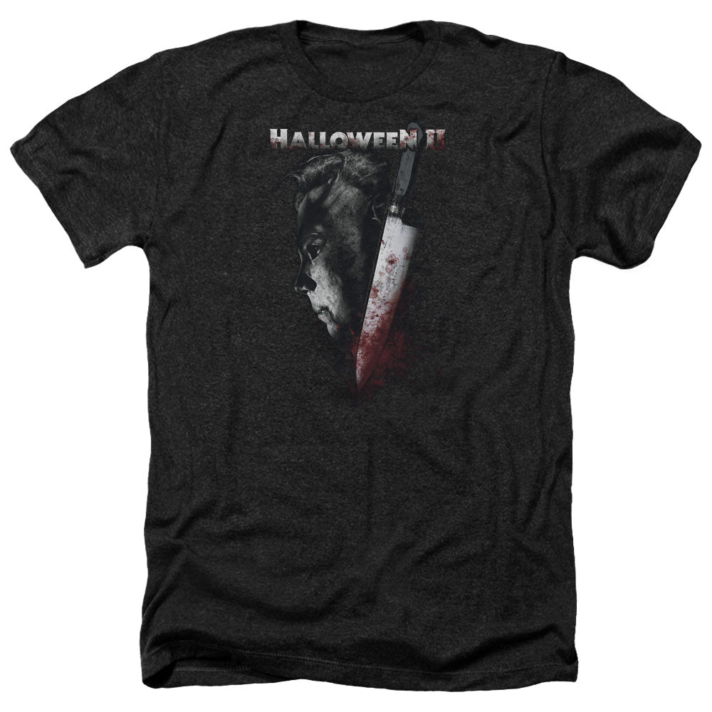 AN OFFCIALLY LICENSED HALLOWEEN II COLD GAZE MEN'S HEATHER T-SHIRT CHARCOAL