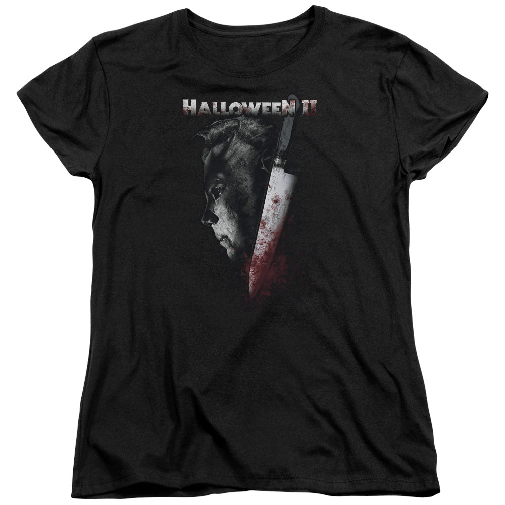 AN OFFCIALLY LICENSED HALLOWEEN II COLD GAZE WOMEN'S REGULAR FIT T-SHIRT BLACK