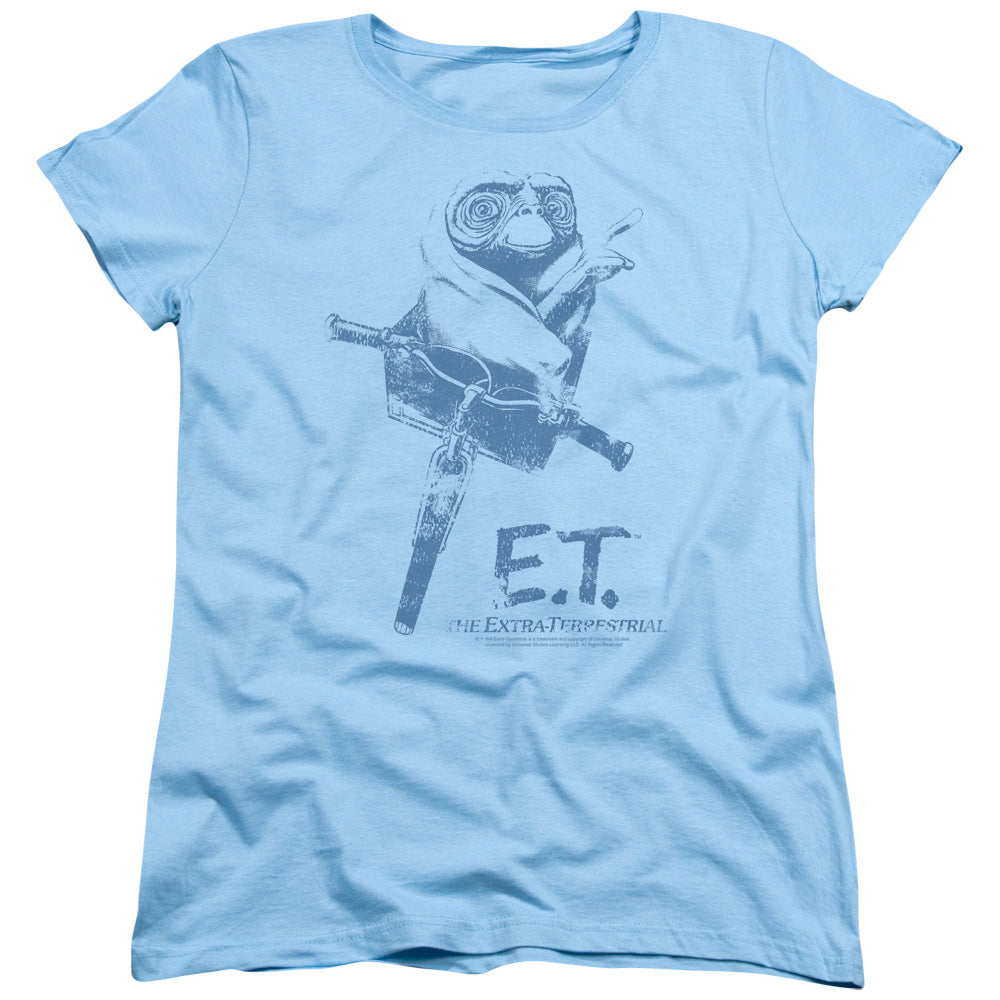 AN OFFCIALLY LICENSED ET BIKE WOMEN'S REGULAR FIT T-SHIRT LIGHT BLUE