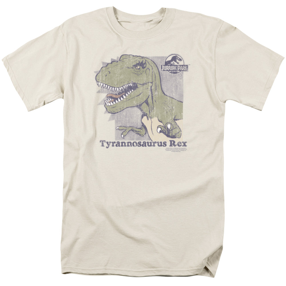AN OFFCIALLY LICENSED JURASSIC PARK RETRO REX MEN'S REGULAR FIT T-SHIRT CREAM