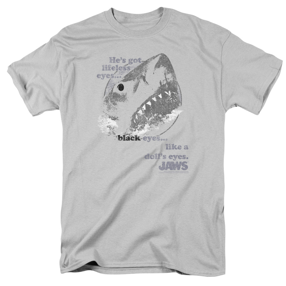 AN OFFCIALLY LICENSED JAWS LIKE DOLLS EYES MEN'S REGULAR FIT T-SHIRT SILVER