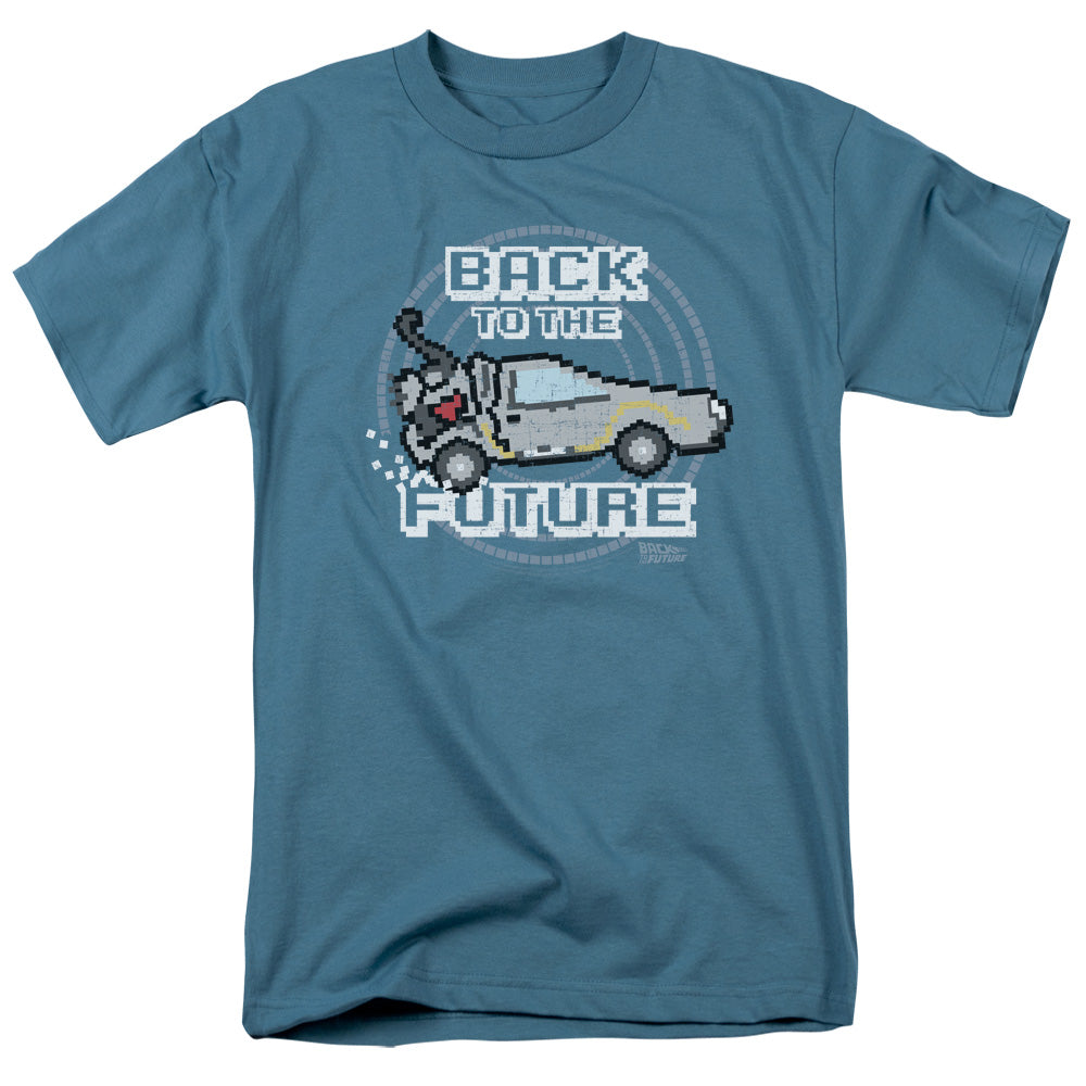 AN OFFCIALLY LICENSED BACK TO THE FUTURE 8 BIT FUTURE MEN'S REGULAR FIT T-SHIRT SLATE