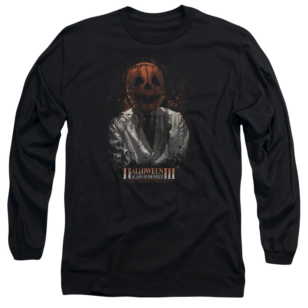 AN OFFCIALLY LICENSED HALLOWEEN III H3 SCIENTIST MEN'S LONG SLEEVE T-SHIRT BLACK