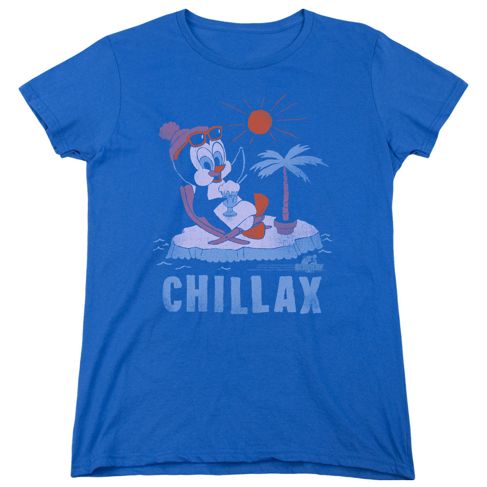 AN OFFCIALLY LICENSED CHILLY WILLY CHILLAX WOMEN'S REGULAR FIT T-SHIRT ROYAL