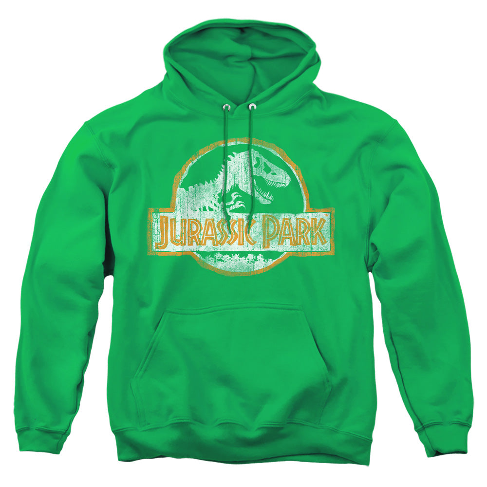 AN OFFCIALLY LICENSED JURASSIC PARK JP ORANGE ADULT UNISEX PULLOVER HOODIE KELLY GREEN