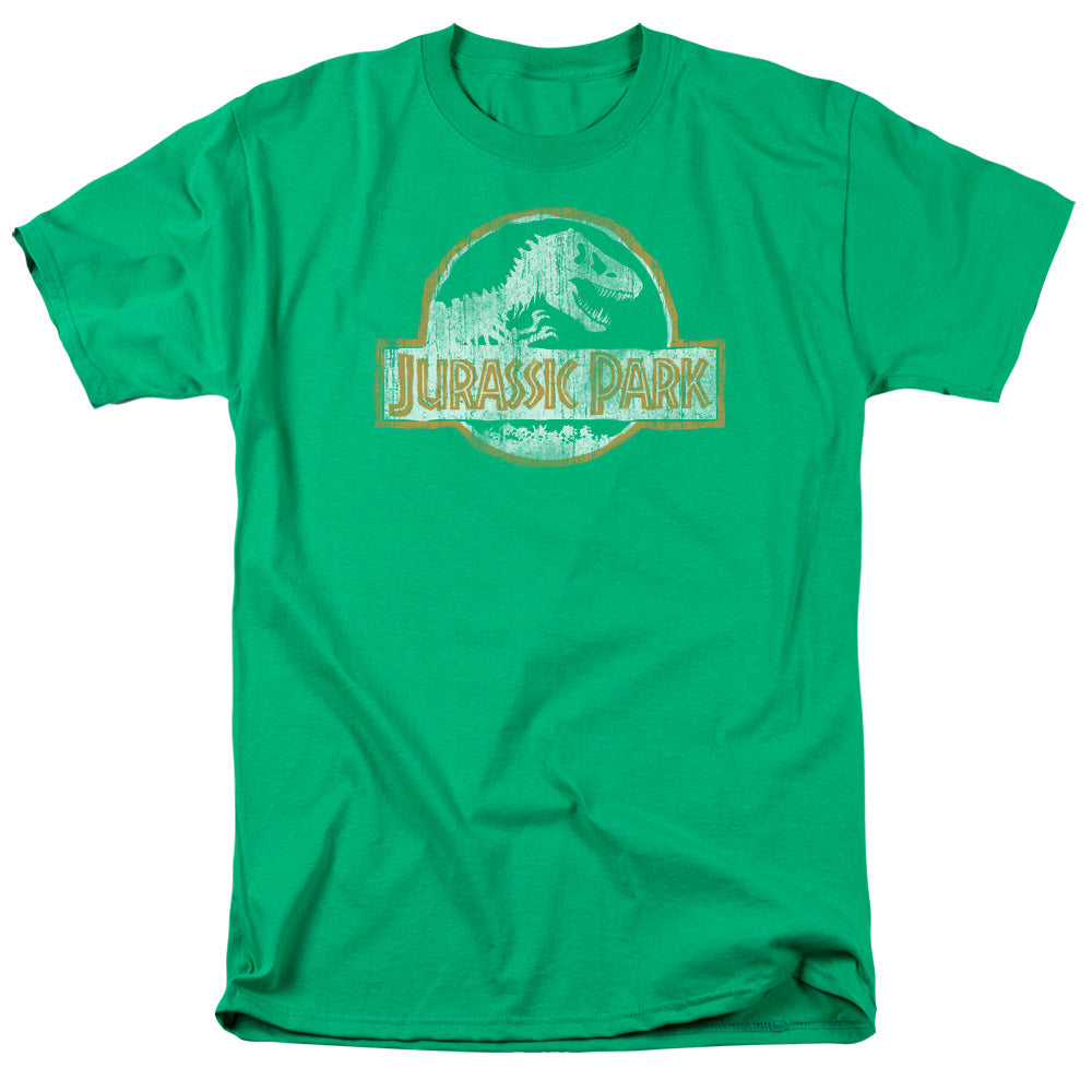 AN OFFCIALLY LICENSED JURASSIC PARK JP ORANGE MEN'S REGULAR FIT T-SHIRT KELLY GREEN