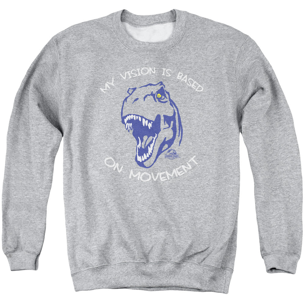 AN OFFCIALLY LICENSED JURASSIC PARK MY VISION ADULT UNISEX CREWNECK SWEATSHIRT ATHLETIC HEATHER