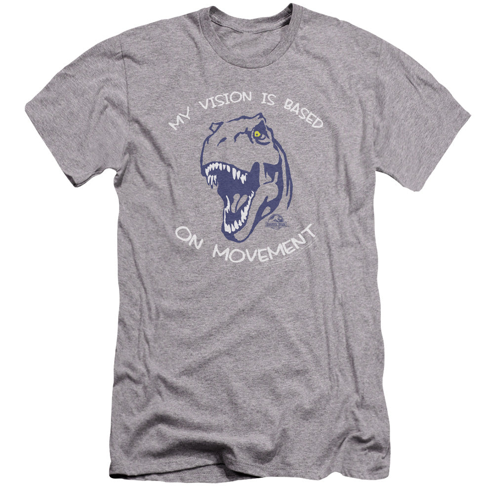 AN OFFCIALLY LICENSED JURASSIC PARK MY VISION MEN'S PREMIUM SLIM FIT T-SHIRT ATHLETIC HEATHER
