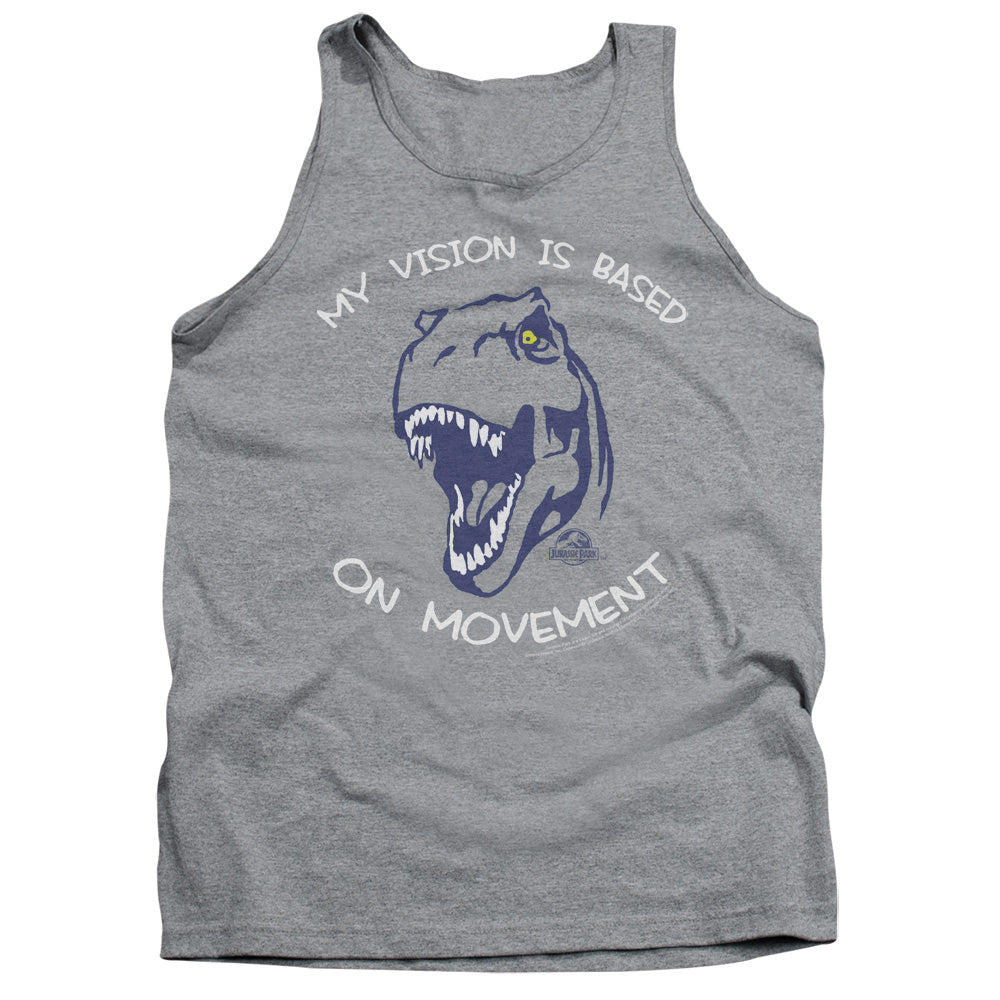 AN OFFCIALLY LICENSED JURASSIC PARK MY VISION ADULT UNISEX TANK TOP ATHLETIC HEATHER