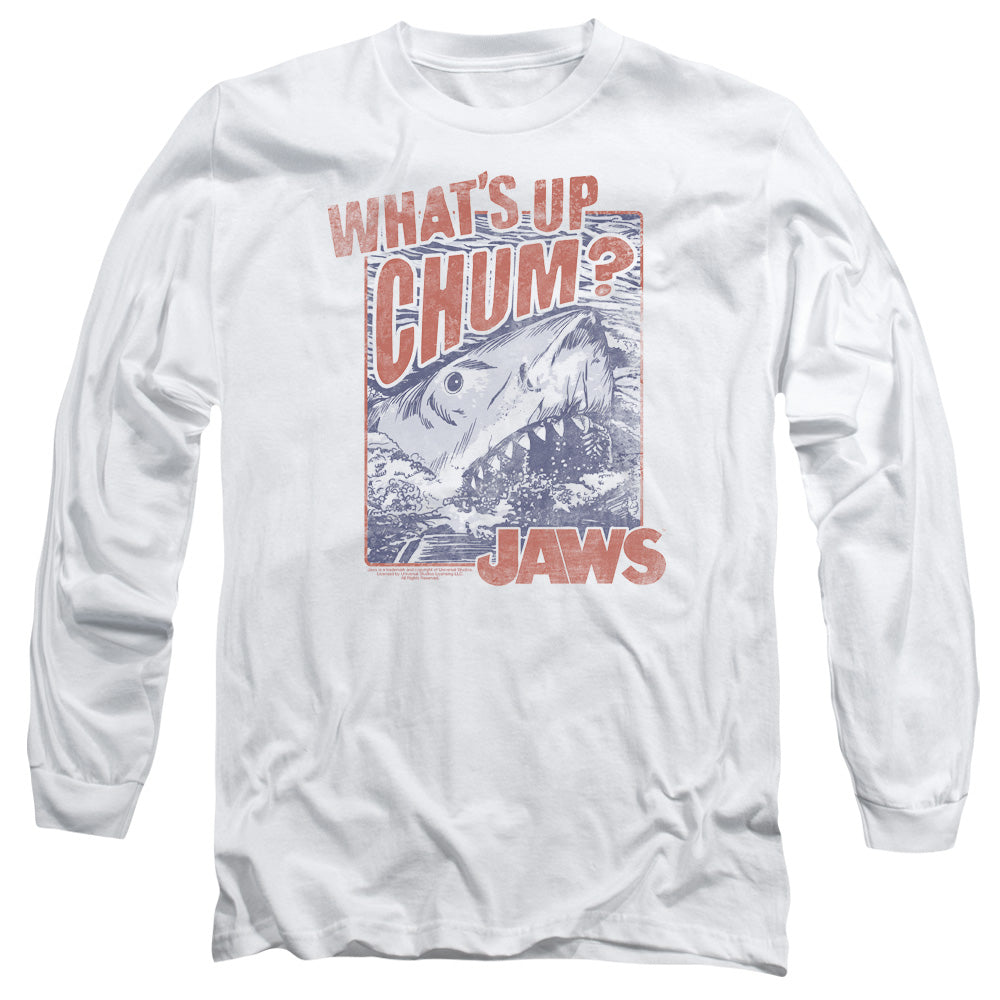 AN OFFCIALLY LICENSED JAWS CHUM MEN'S LONG SLEEVE T-SHIRT WHITE