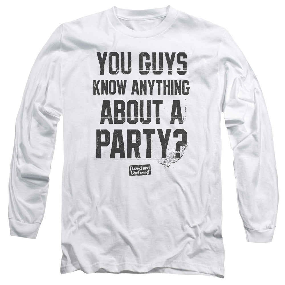 AN OFFCIALLY LICENSED DAZED AND CONFUSED PARTY TIME MEN'S LONG SLEEVE T-SHIRT WHITE