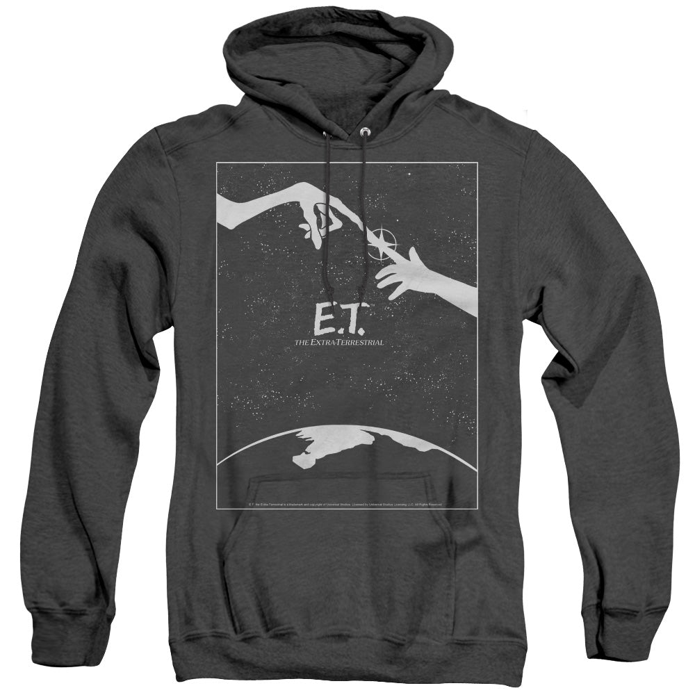 AN OFFCIALLY LICENSED ET SIMPLE POSTER ADULT UNISEX HEATHER PULLOVER HOODIE BLACK