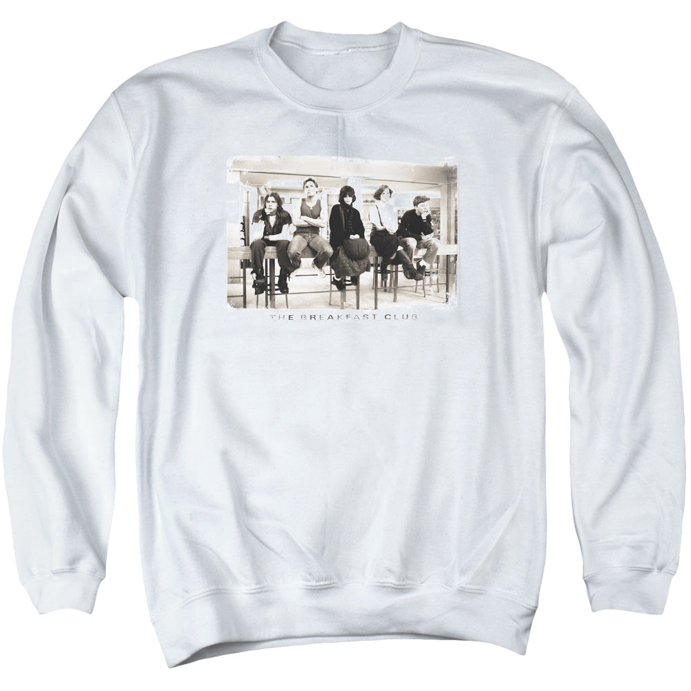 AN OFFCIALLY LICENSED BREAKFAST CLUB MUGS ADULT UNISEX CREWNECK SWEATSHIRT WHITE