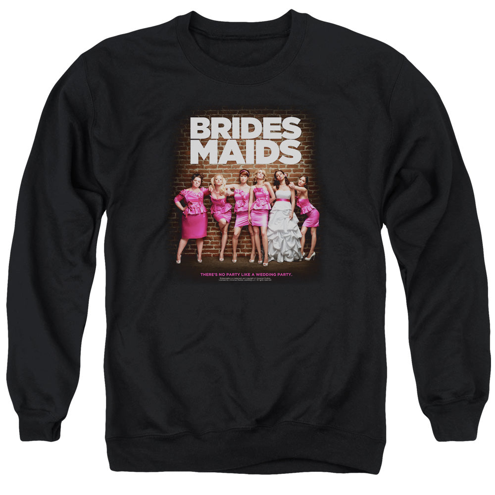 AN OFFCIALLY LICENSED BRIDESMAIDS POSTER ADULT UNISEX CREWNECK SWEATSHIRT BLACK