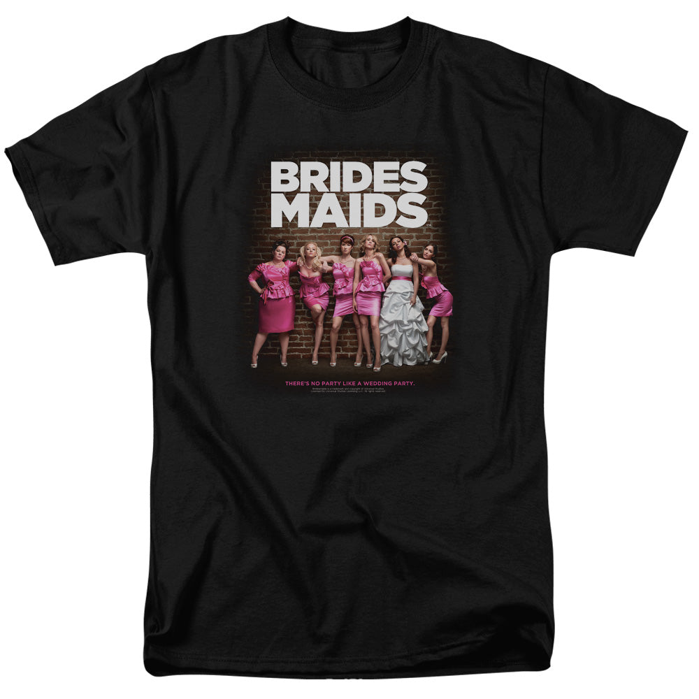 AN OFFCIALLY LICENSED BRIDESMAIDS POSTER MEN'S REGULAR FIT T-SHIRT BLACK