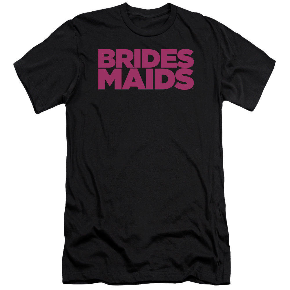 AN OFFCIALLY LICENSED BRIDESMAIDS LOGO MEN'S PREMIUM SLIM FIT T-SHIRT BLACK