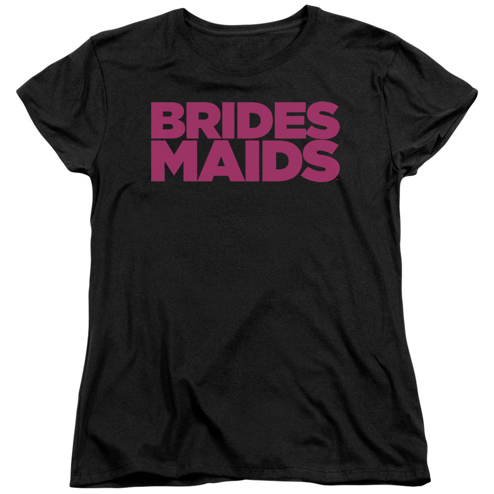 AN OFFCIALLY LICENSED BRIDESMAIDS LOGO WOMEN'S REGULAR FIT T-SHIRT BLACK