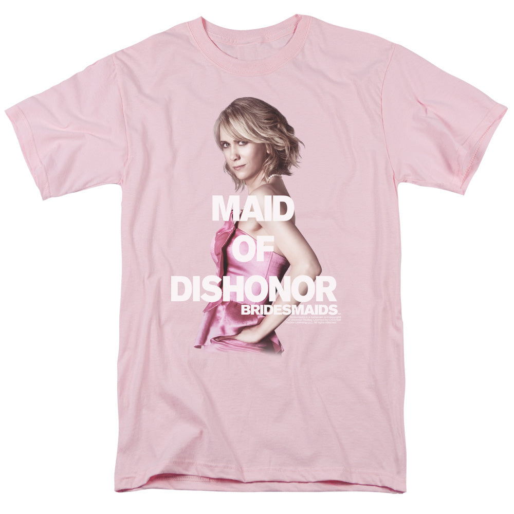 AN OFFCIALLY LICENSED BRIDESMAIDS MAID OF DISHONOR MEN'S REGULAR FIT T-SHIRT PINK