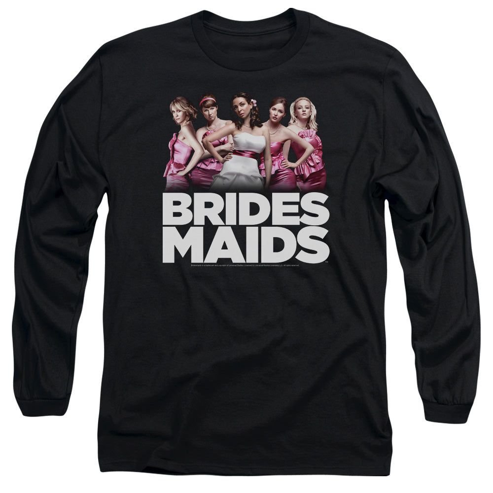 AN OFFCIALLY LICENSED BRIDESMAIDS MAIDS MEN'S LONG SLEEVE T-SHIRT BLACK
