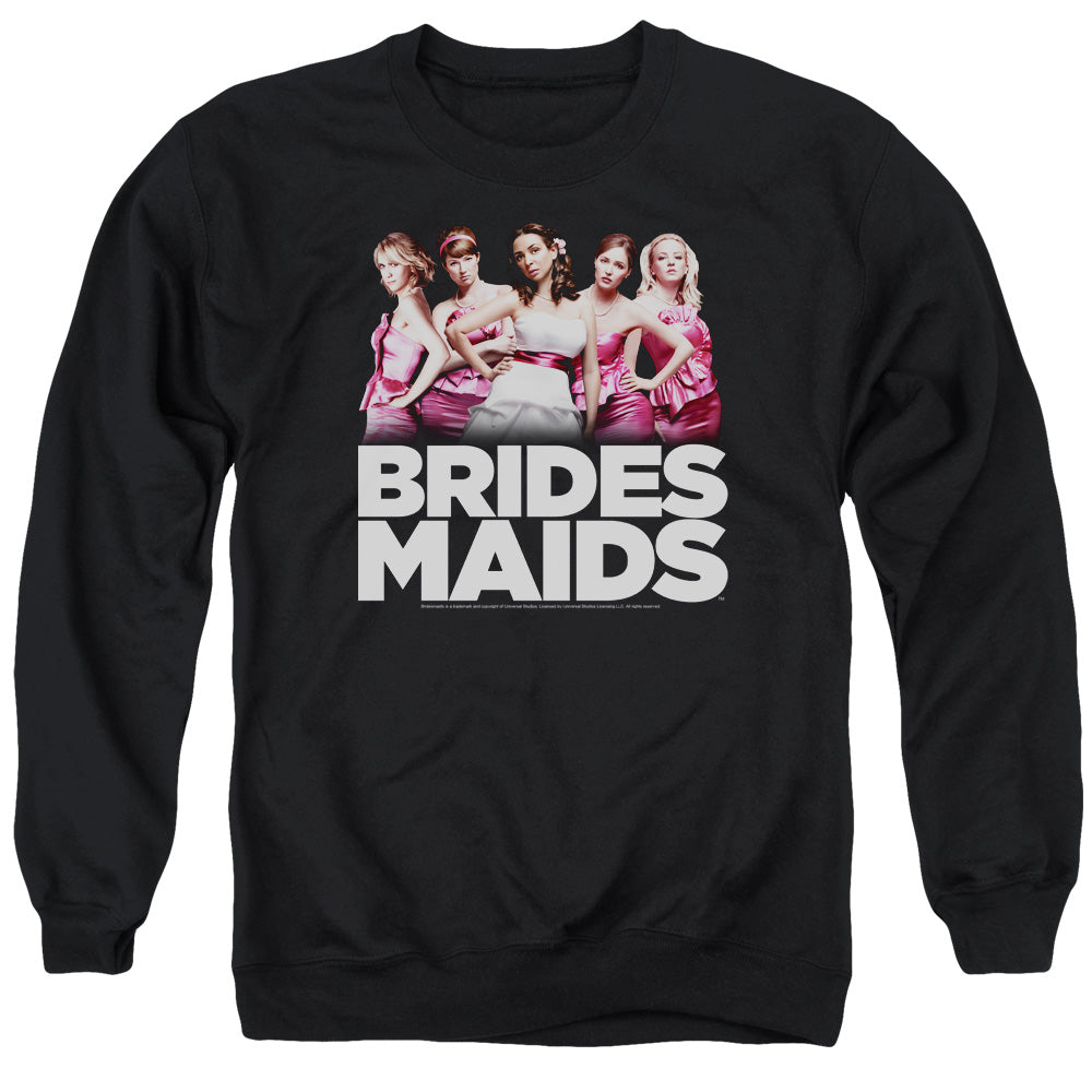 AN OFFCIALLY LICENSED BRIDESMAIDS MAIDS ADULT UNISEX CREWNECK SWEATSHIRT BLACK