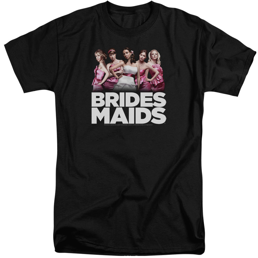 AN OFFCIALLY LICENSED BRIDESMAIDS MAIDS MEN'S TALL FIT T-SHIRT BLACK
