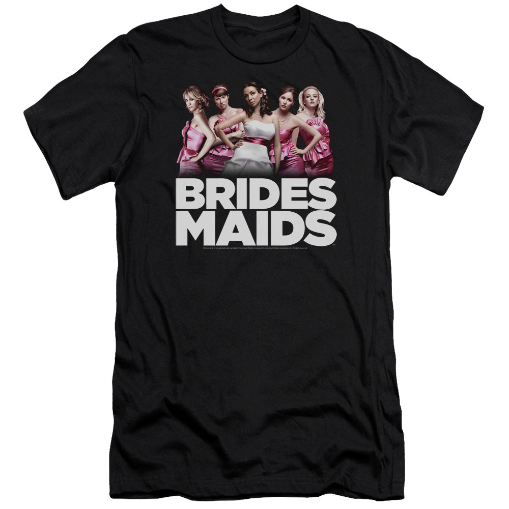 AN OFFCIALLY LICENSED BRIDESMAIDS MAIDS MEN'S PREMIUM SLIM FIT T-SHIRT BLACK