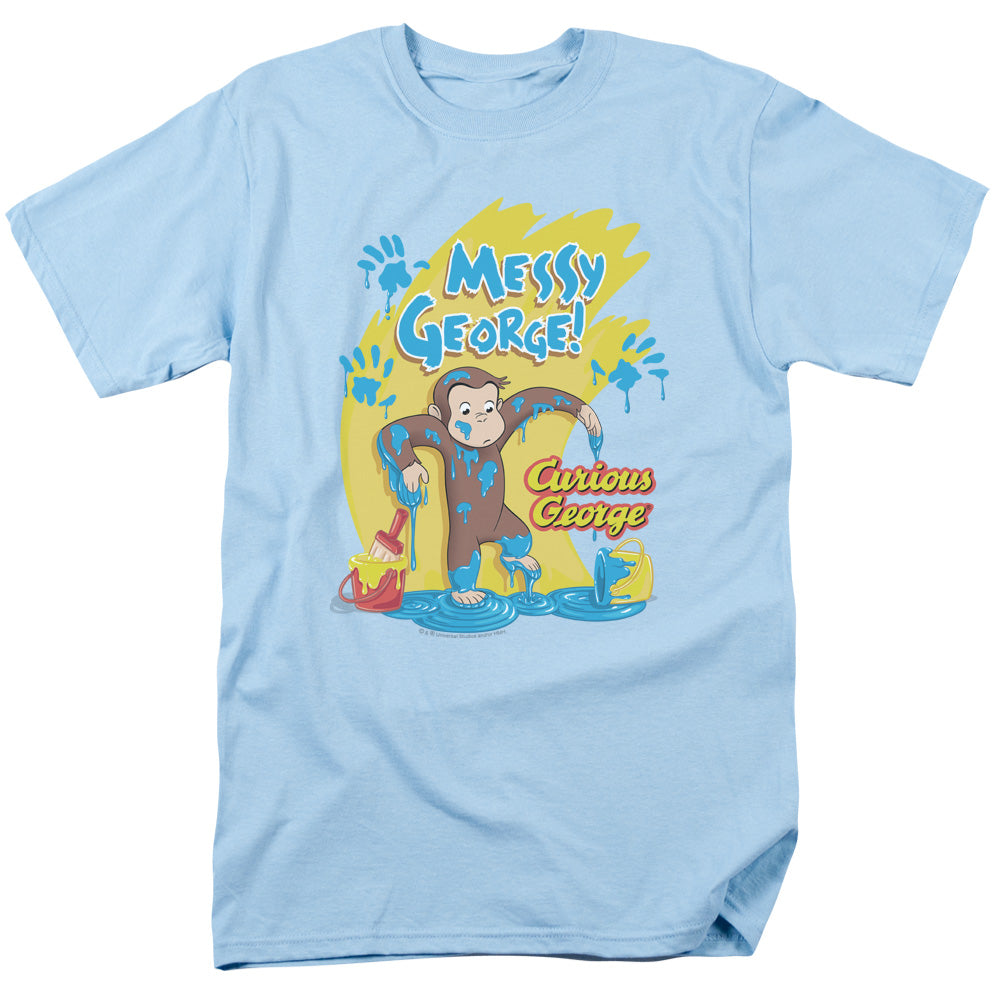 AN OFFCIALLY LICENSED CURIOUS GEORGE MESSY GEORGE MEN'S REGULAR FIT T-SHIRT LIGHT BLUE
