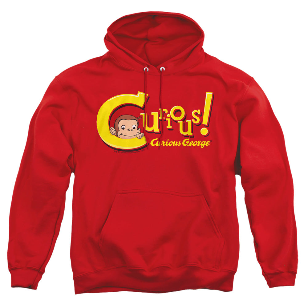 AN OFFCIALLY LICENSED CURIOUS GEORGE CURIOUS ADULT UNISEX PULLOVER HOODIE RED
