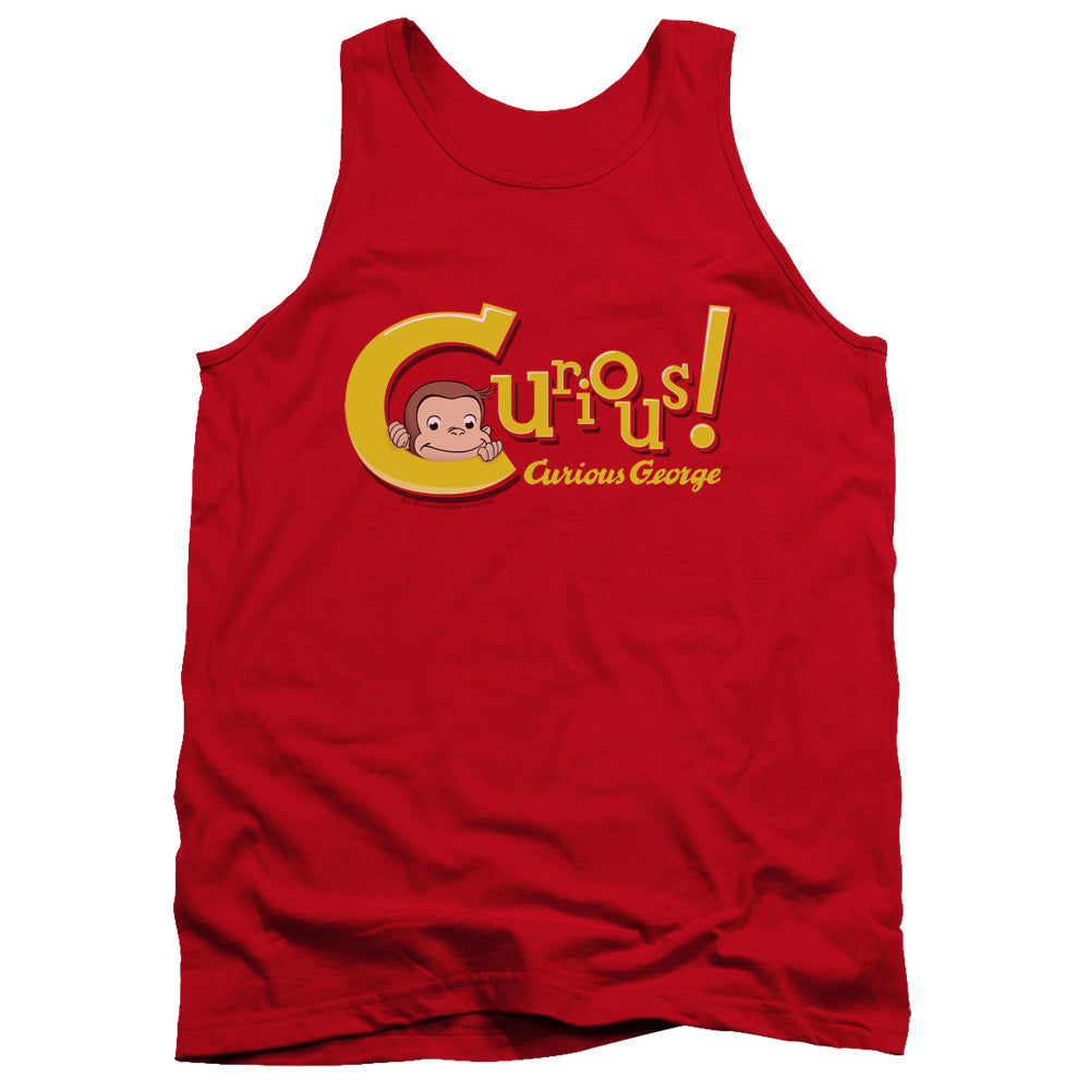 AN OFFCIALLY LICENSED CURIOUS GEORGE CURIOUS ADULT UNISEX TANK TOP RED