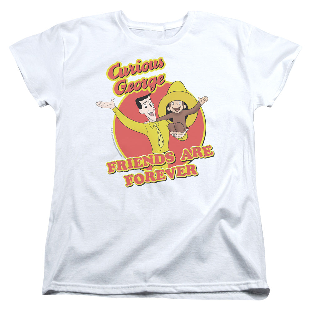 AN OFFCIALLY LICENSED CURIOUS GEORGE FRIENDS WOMEN'S REGULAR FIT T-SHIRT WHITE